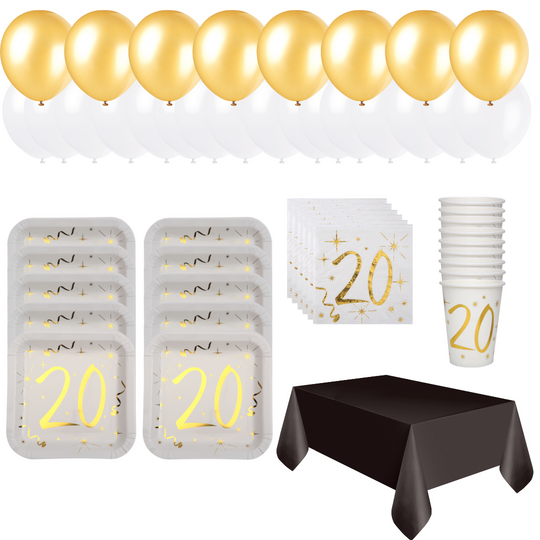20th Birthday Gold Party Bundle - Effortless Celebration Awaits!