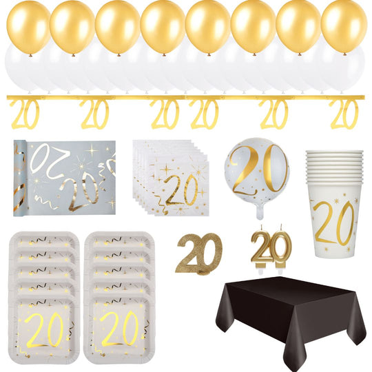 20th Birthday Gold Party Bundle: Effortless Celebration Awaits!