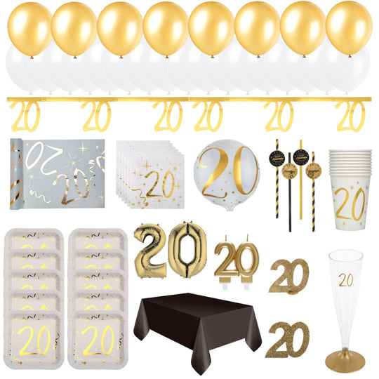 20th Birthday Gold Party Bundle - Effortless Celebration Awaits!