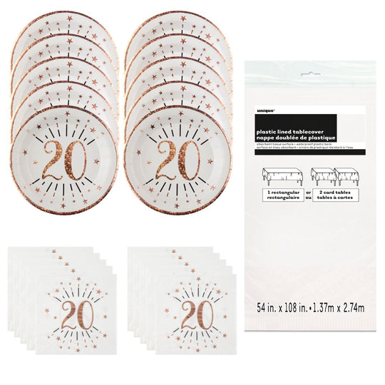 Rose Gold 20th Birthday Bundle: Complete Party Solution Awaits!