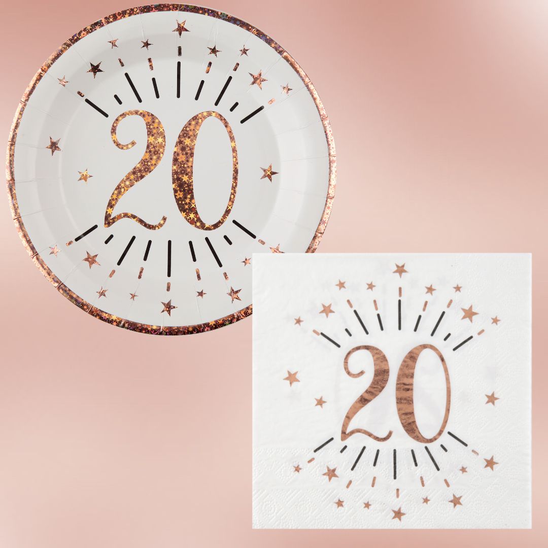 Rose Gold 20th Birthday Bundle: Complete Party Solution Awaits!