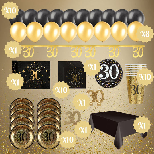 Elegant 30th Birthday Party Bundle - Unbeatable Gold Celebration!