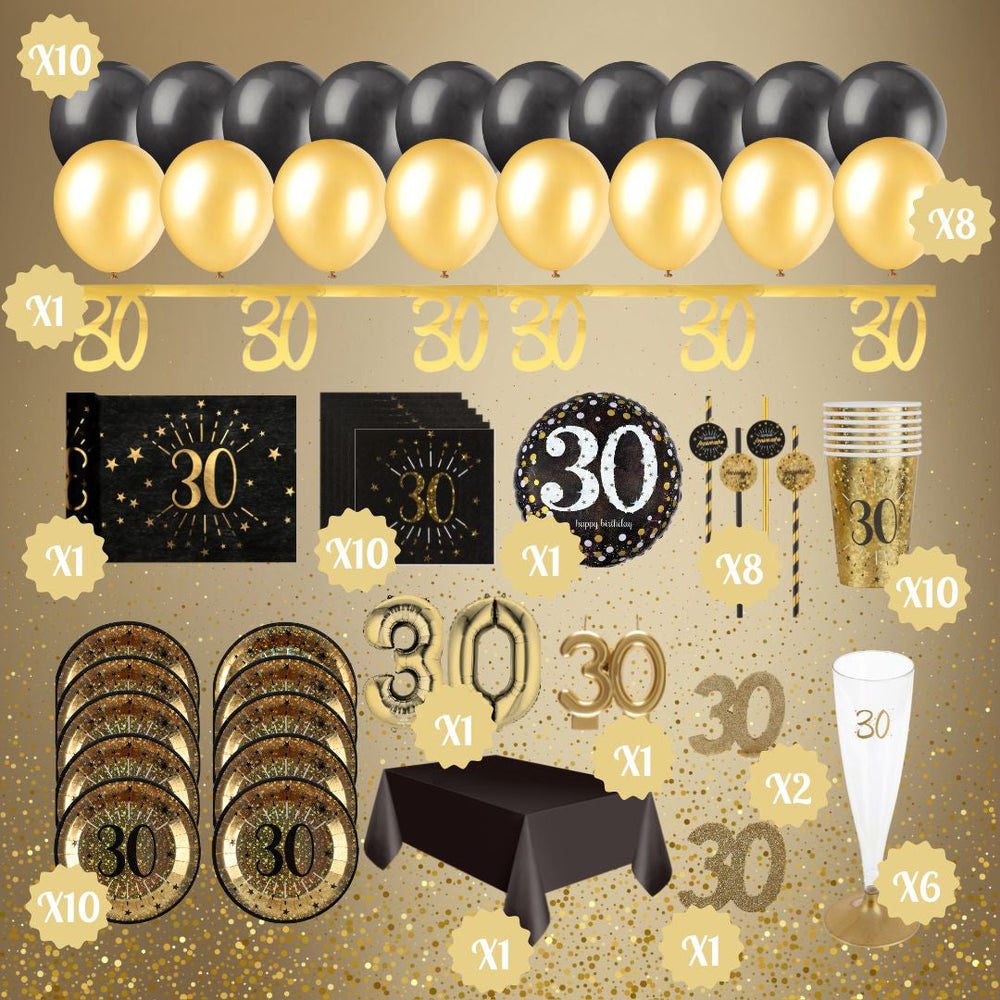30th Birthday Party Bundle: All-in-One Gold Celebration Solution!