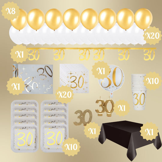 30th Birthday Gold Party Bundle - Effortless Celebration Awaits!