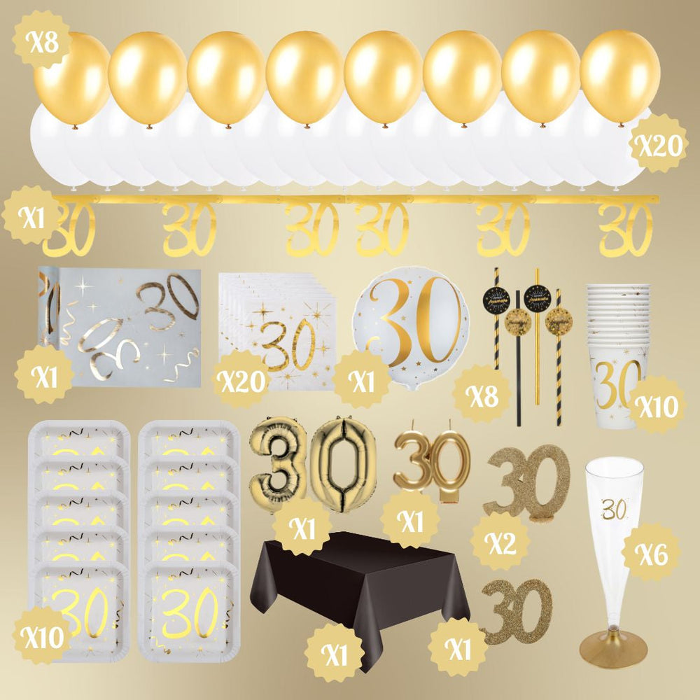 30th Birthday Gold Party Bundle - Ultimate Celebration Solution!