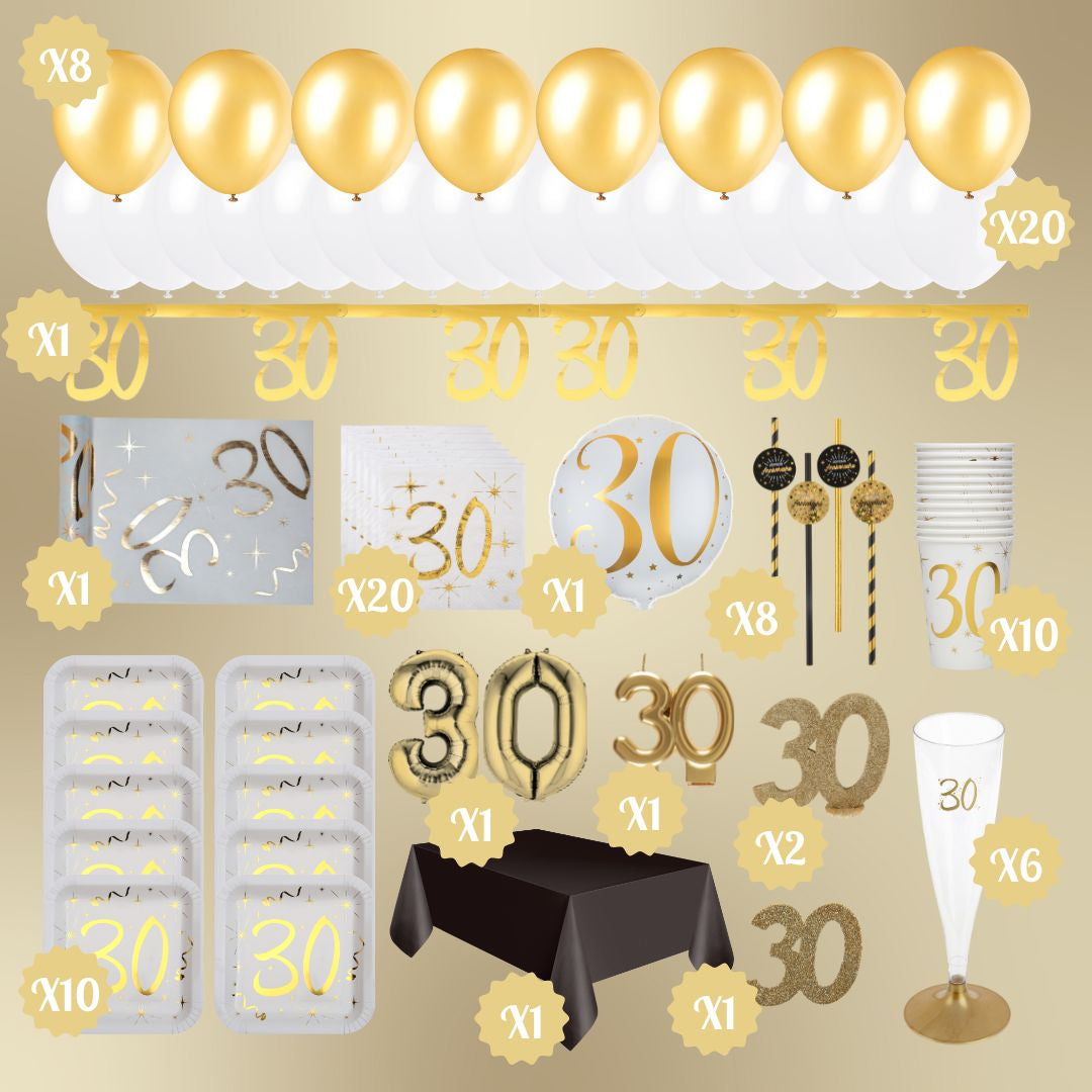 30th Birthday Gold Party Bundle - Ultimate Celebration Solution!