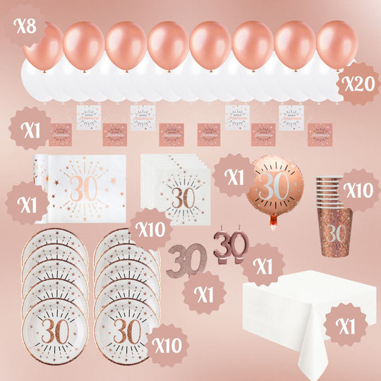 Rose Gold 30th Birthday Party Bundle - Effortless Celebration!