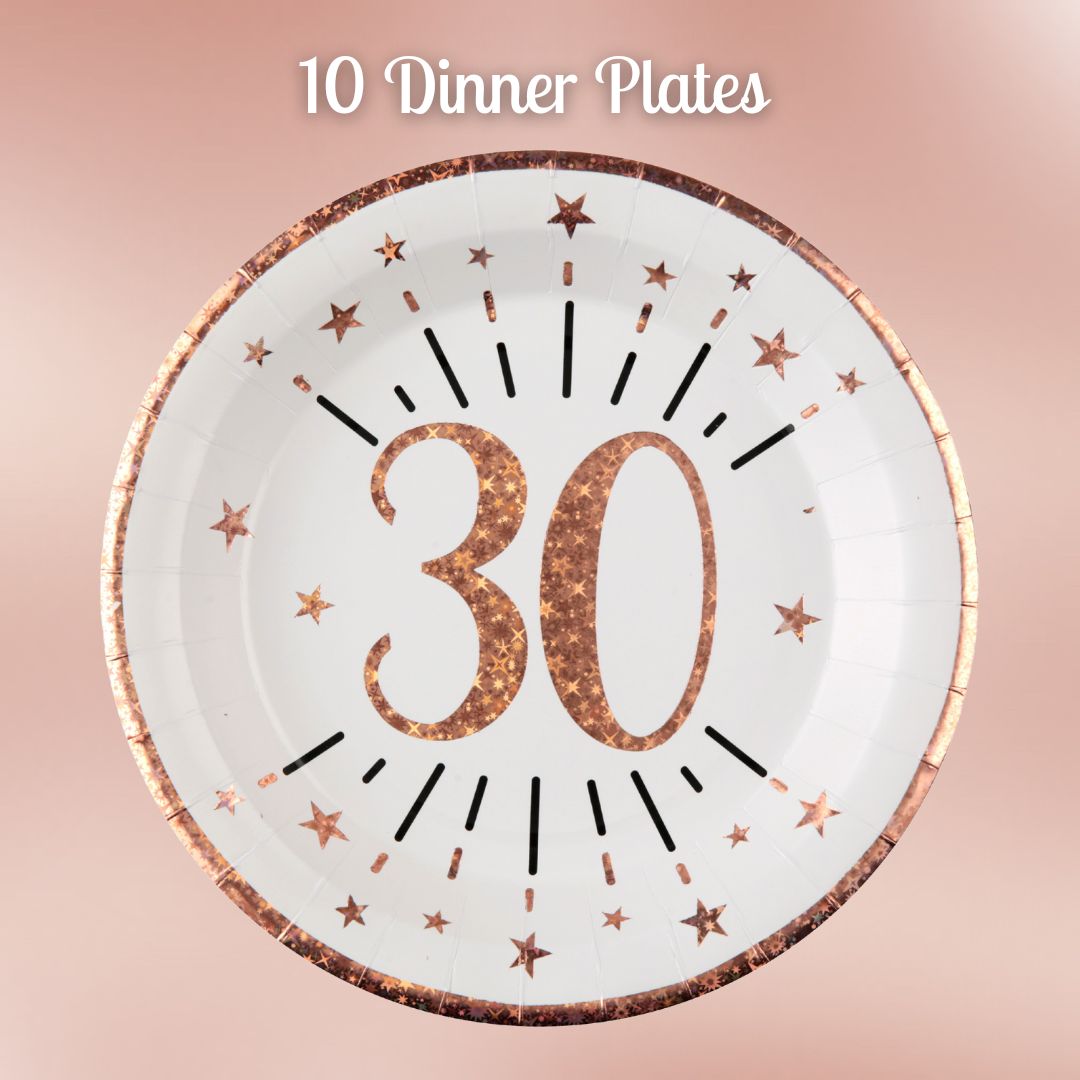 Rose Gold 30th Birthday Party Supplies Bundle - Effortless Celebration!