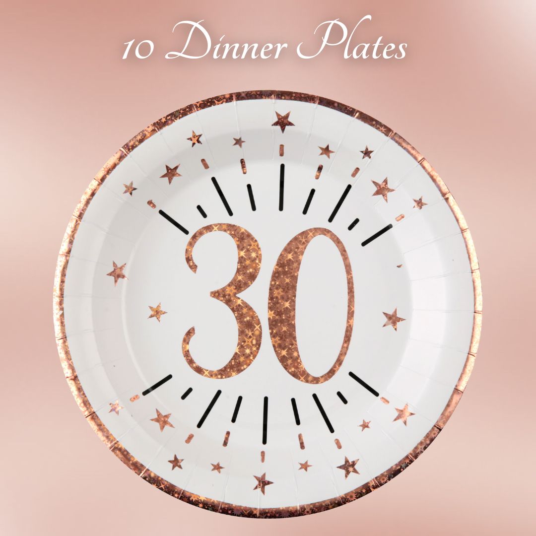 Rose Gold 30th Birthday Party Supplies Bundle - Effortless Celebration!