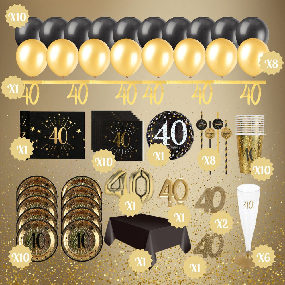 40th Birthday Gold Party Bundle - Effortless Celebration Awaits!