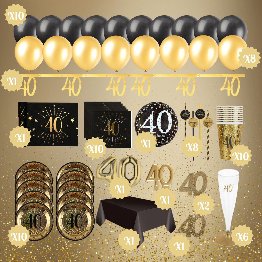40th Birthday Gold Party Bundle - Effortless Celebration Awaits!