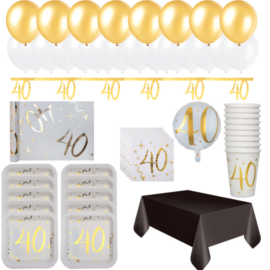 40th Birthday Gold Party Bundle: Effortless Celebration in a Box