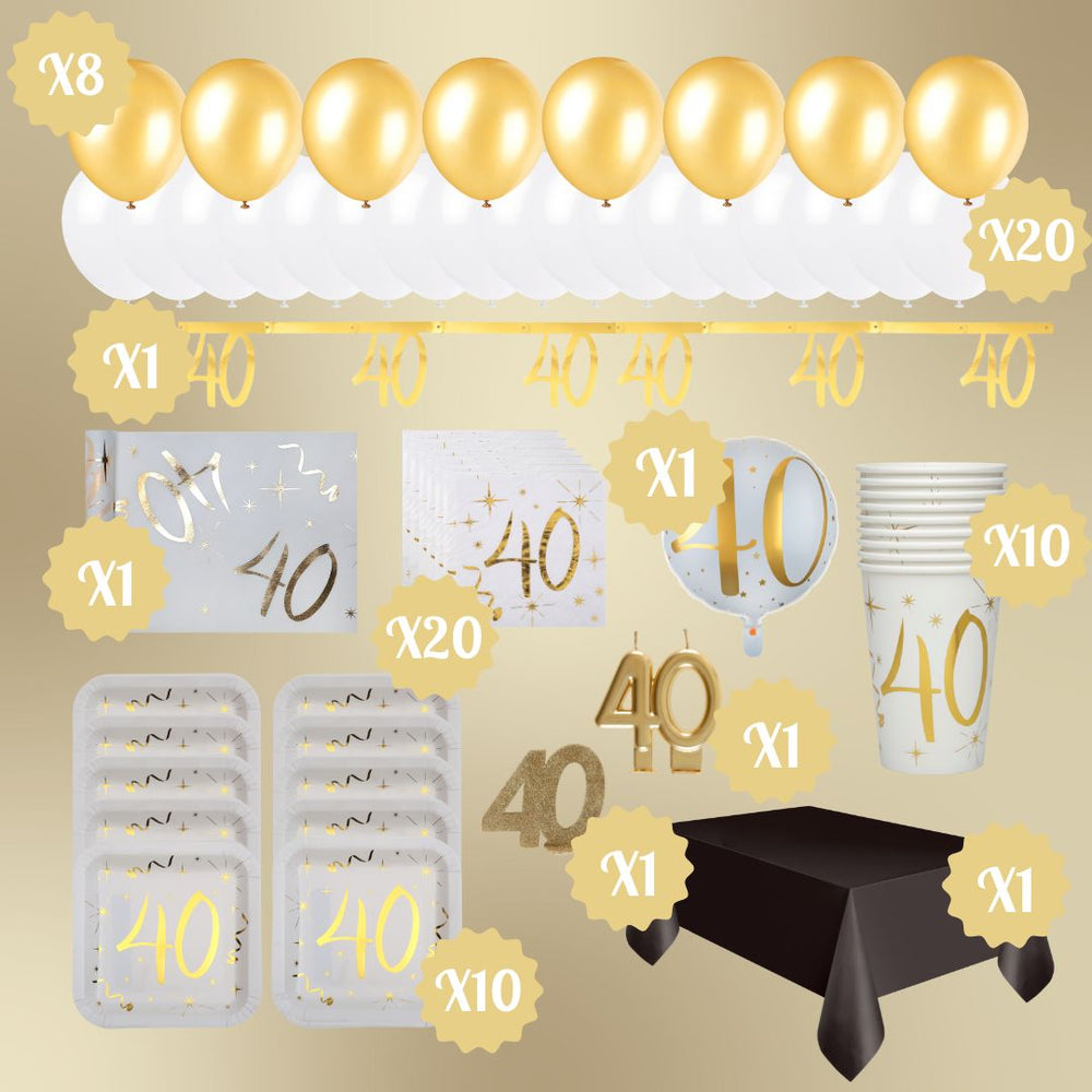 40th Birthday Gold Party Bundle - Effortless Celebration Solution!