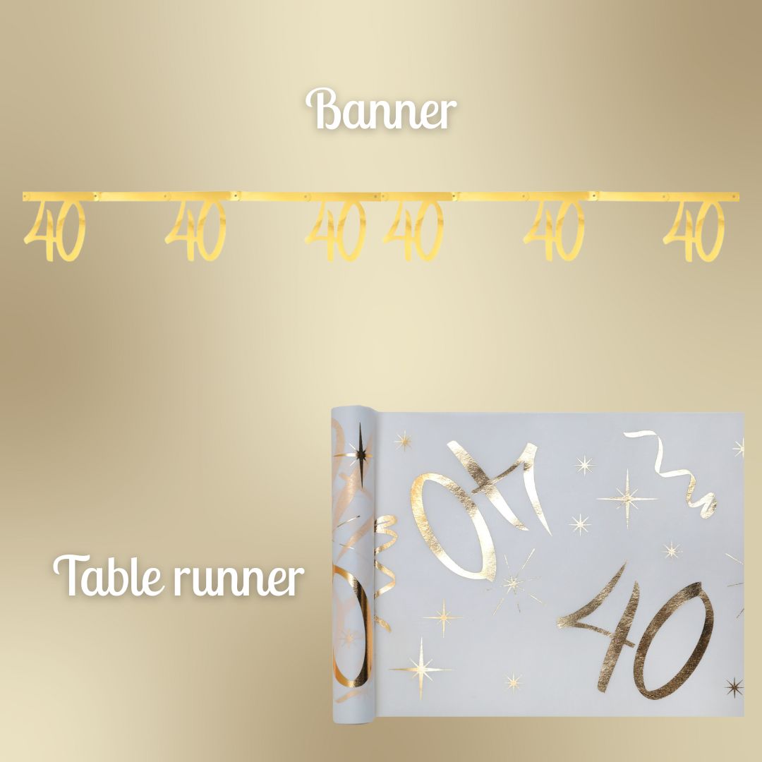 40th Birthday Party Bundle – Gold Décor & Effortless Celebration!