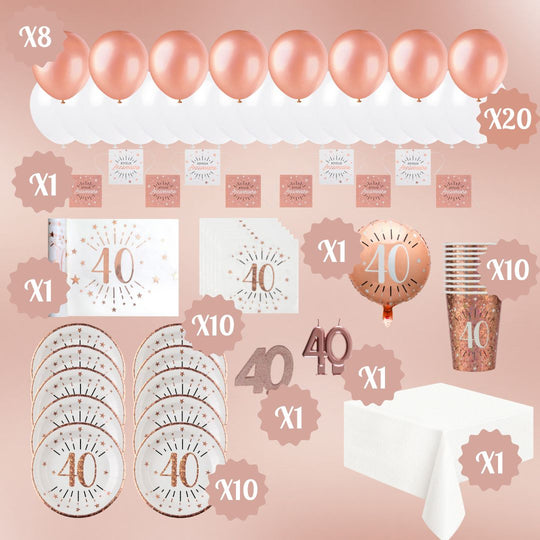 Rose Gold 40th Birthday Party Bundle - Effortless Celebration Kit!
