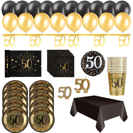 Shining Gold 50th Birthday Party Bundle - Effortless Celebration!