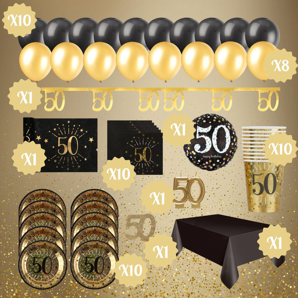 Shining Gold 50th Birthday Party Bundle - Effortless Celebration!