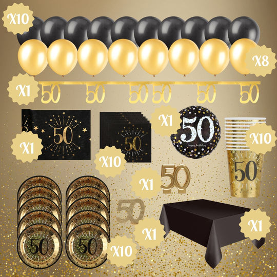 Shining Gold 50th Birthday Party Bundle - Effortless Celebration!