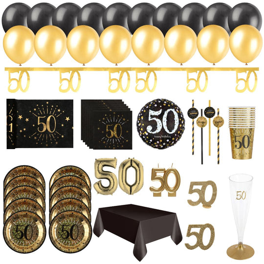 Shining Gold 50th Birthday Bundle - Ultimate Party Solution & Joy!