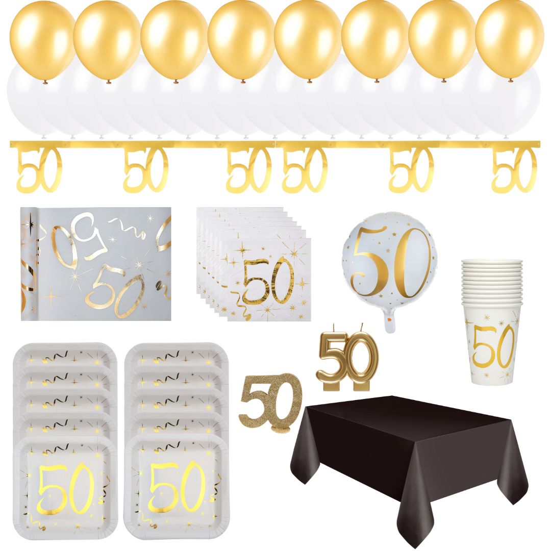 **Golden 50th Birthday Party Supplies Bundle - Effortless Celebration Awaits!**