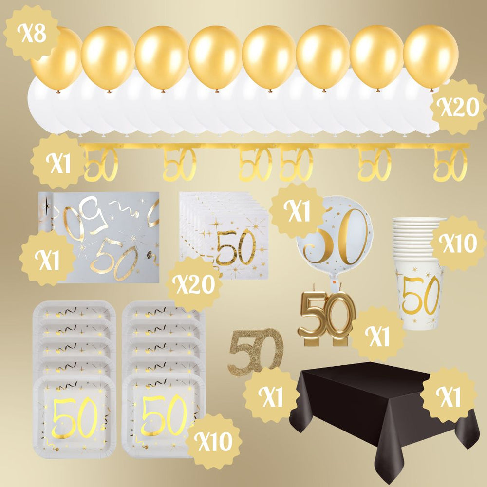 **Golden 50th Birthday Party Supplies Bundle - Effortless Celebration Awaits!**