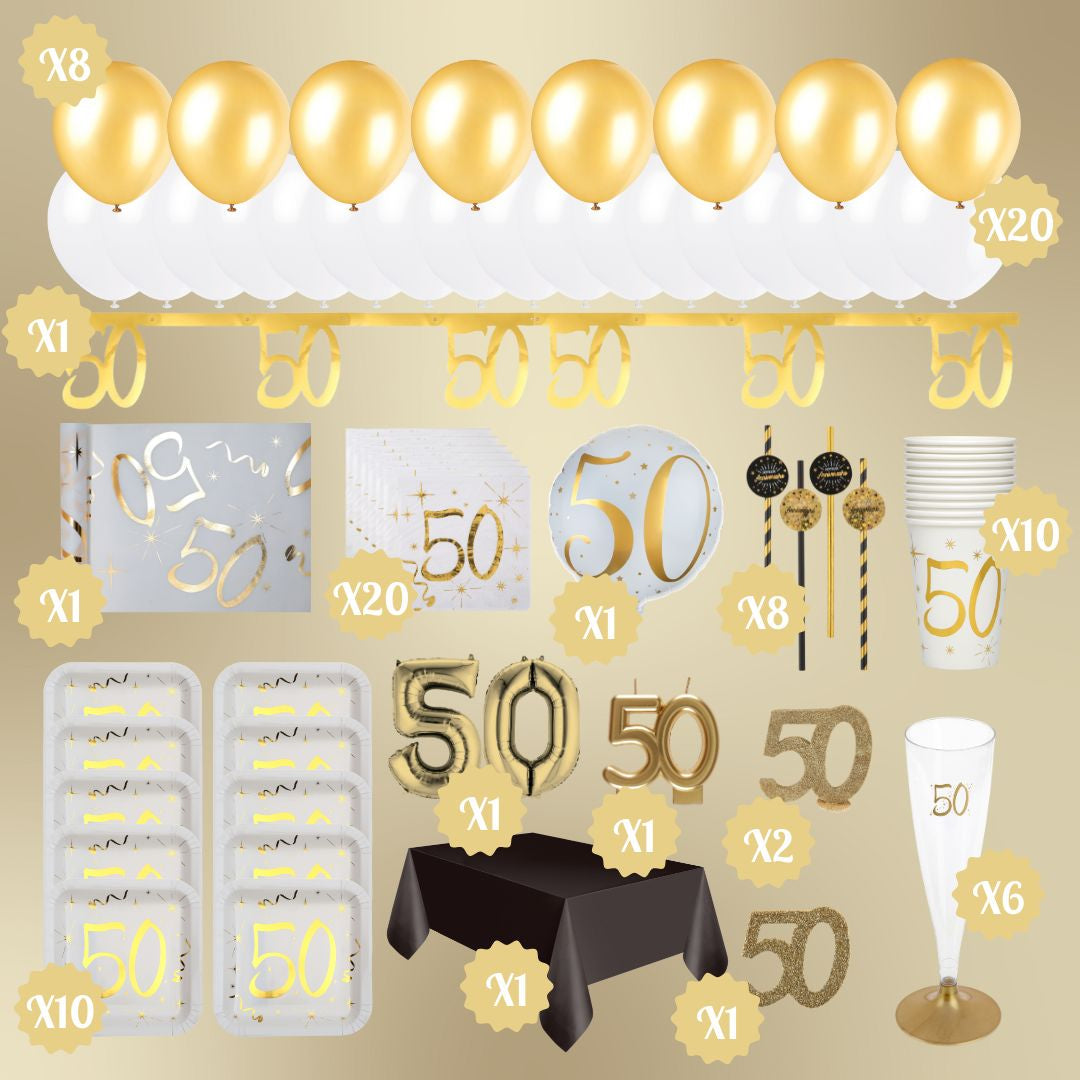 50th Birthday Gold Party Bundle – Effortless Celebration Awaits!