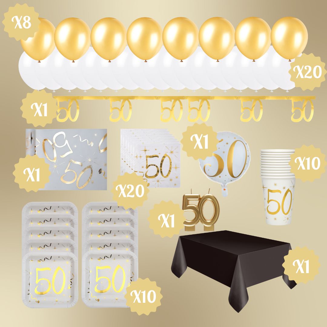Golden 50th Birthday Bundle - Effortless Party Planning Awaits!