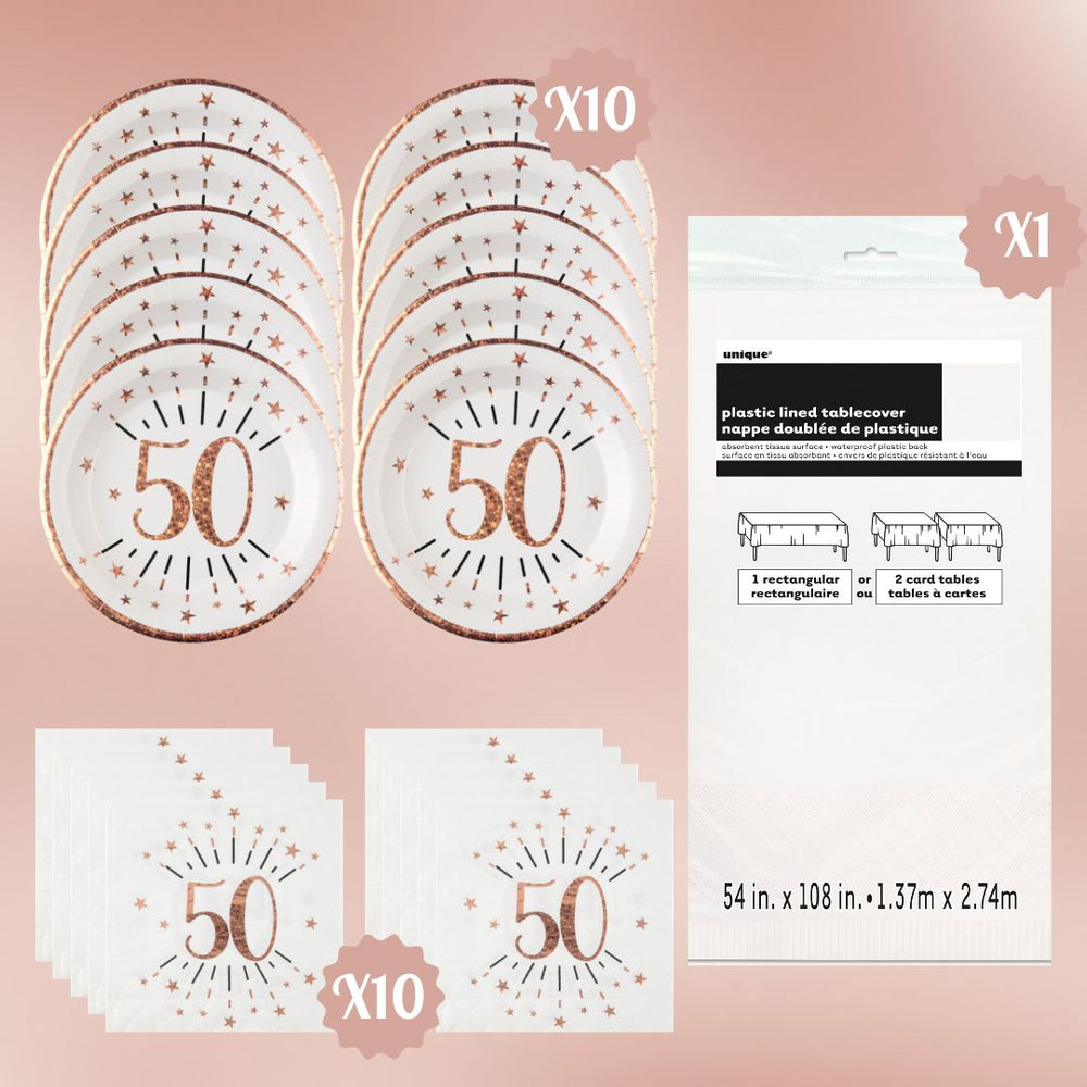 Rose Gold 50th Birthday Bundle - Effortless Celebration Awaits!