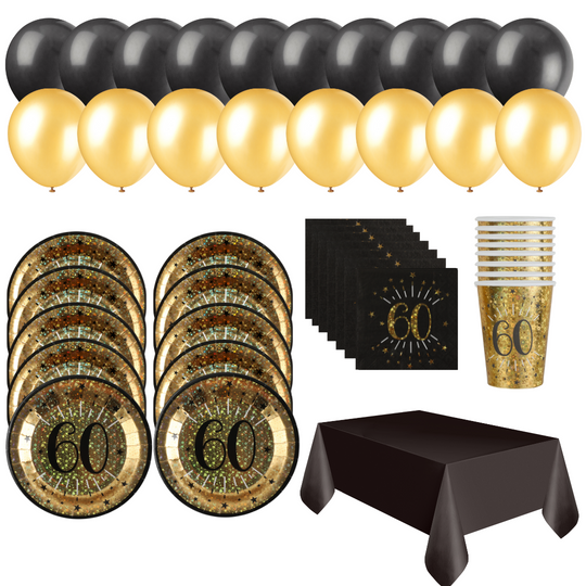 Shining Gold 60th Birthday Party Bundle - Effortless Celebration!