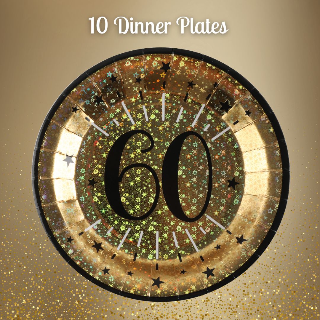 60th Birthday Party Supplies Bundle - Celebrate in Shining Gold!