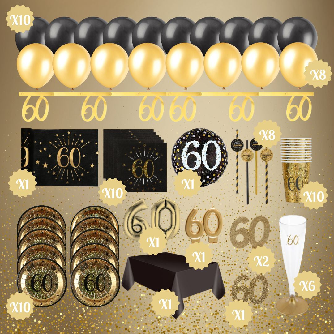 60th Birthday Gold Party Bundle – Unbeatable Value for Effortless Fun