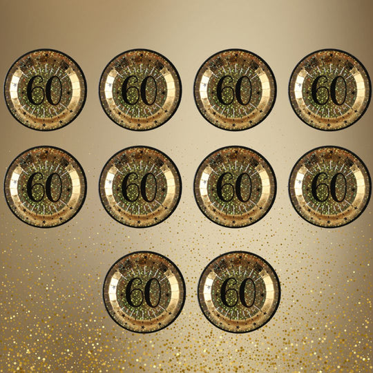60th Birthday Party Supplies Bundle, Official Licensed, Gold Plates, Napkins & Black Tablecloth, 21pc Party Solution, Unbeatable Value for Birthday Celebrations, Party Supplies Set