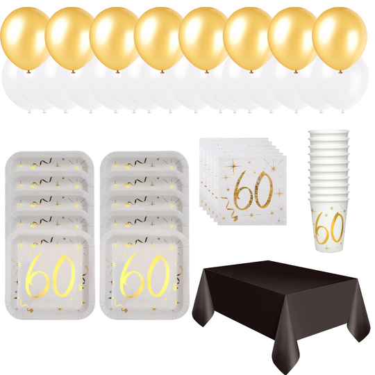 60th Birthday Gold Party Bundle: All You Need for an Unforgettable Celebration!