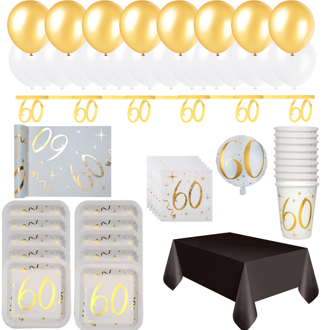 60th Birthday Gold Party Bundle – Effortless Celebration Solution!