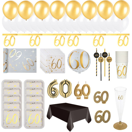 60th Birthday Gold Party Bundle - Effortless Celebration Solution!