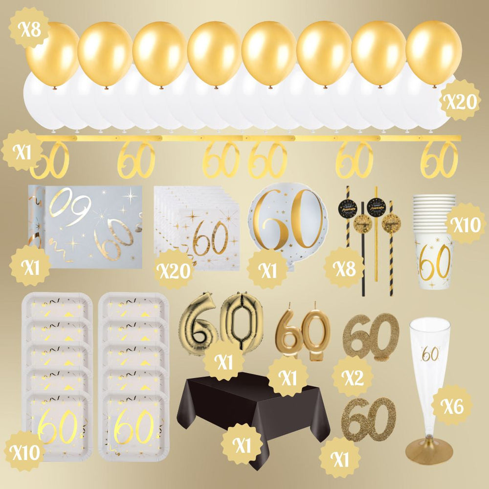 60th Birthday Gold Party Bundle - Effortless Celebration Solution!