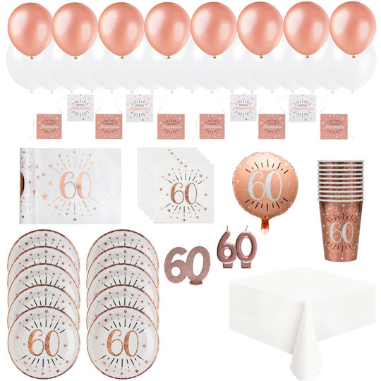 60th Birthday Rose Gold Party Bundle - Effortless Celebration Joy!