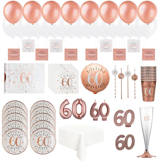 Ensemble 60e Anniversaire Rose Doré - Prêt-à-fêter pour une Fête Facile!