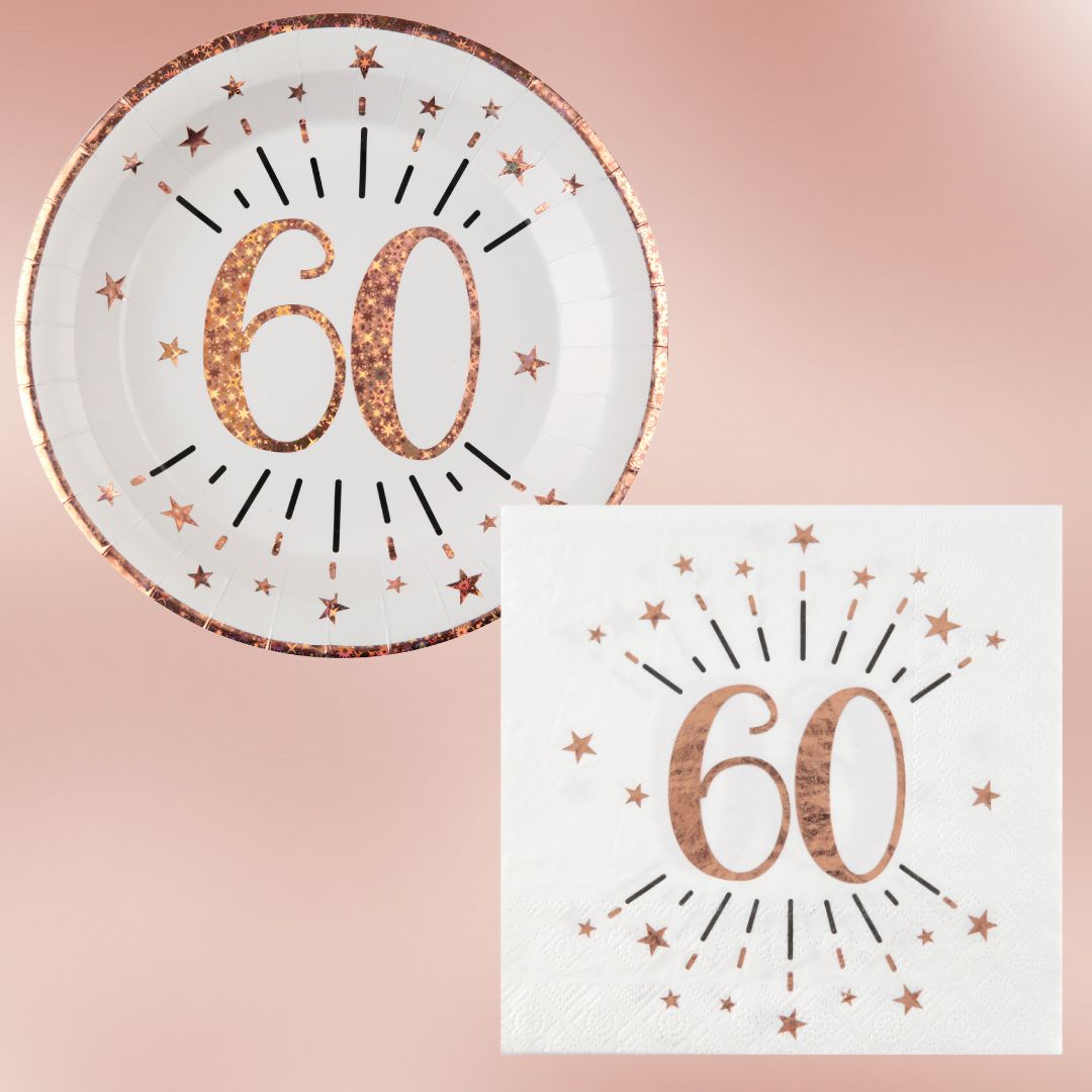 Rose Gold 60th Birthday Bundle - Complete Party Solution, Enjoy!