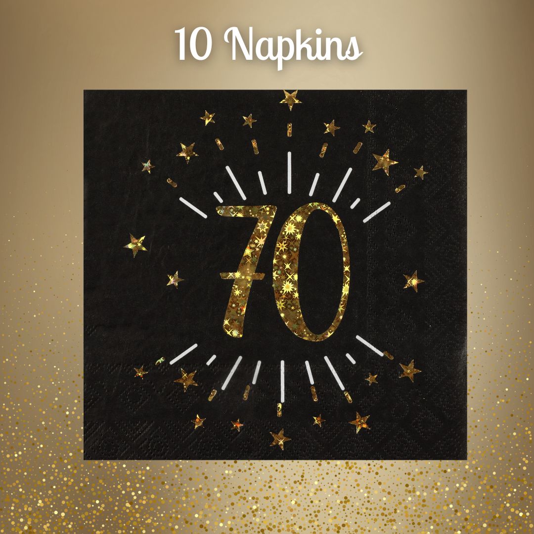 “Shining Gold 70th Birthday Party Bundle - Effortless Celebration!”