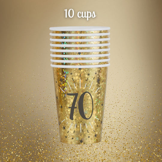 “Shining Gold 70th Birthday Party Bundle - Effortless Celebration!”