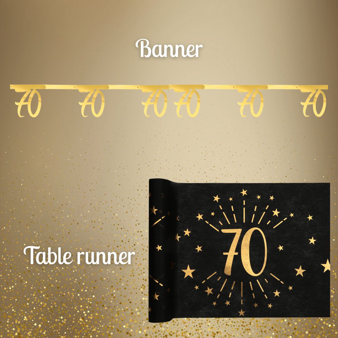 “Shining Gold 70th Birthday Party Bundle - Effortless Celebration!”