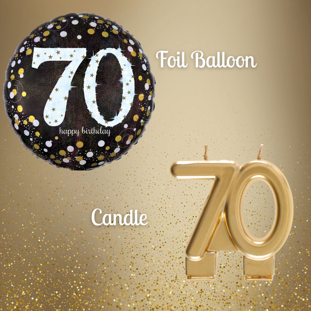 “Shining Gold 70th Birthday Party Bundle - Effortless Celebration!”