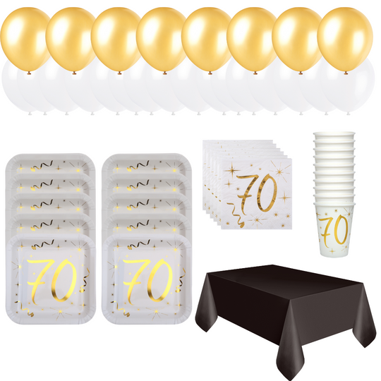70th Birthday Party Supplies Bundle - Celebrate in Gold, Joy Awaits!