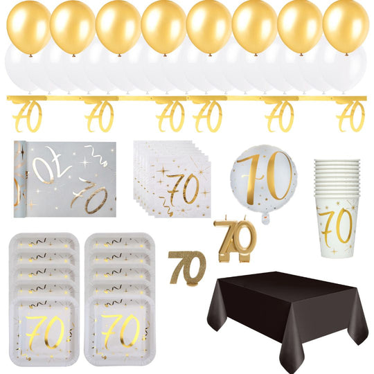 70th Birthday Gold Party Supplies Bundle - Effortless Celebration Solution