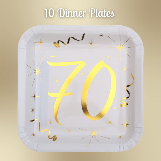 70th Birthday Gold Party Supplies Bundle - Effortless Celebration Solution