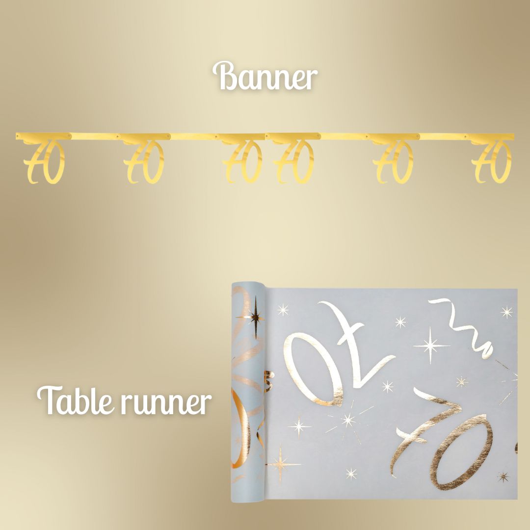 70th Birthday Gold Party Supplies Bundle - Effortless Celebration Solution