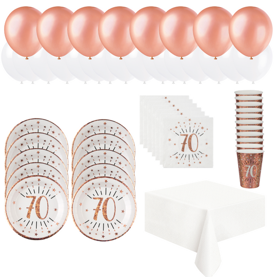 Rose Gold 70th Birthday Party Bundle - Effortless Celebration Awaits!