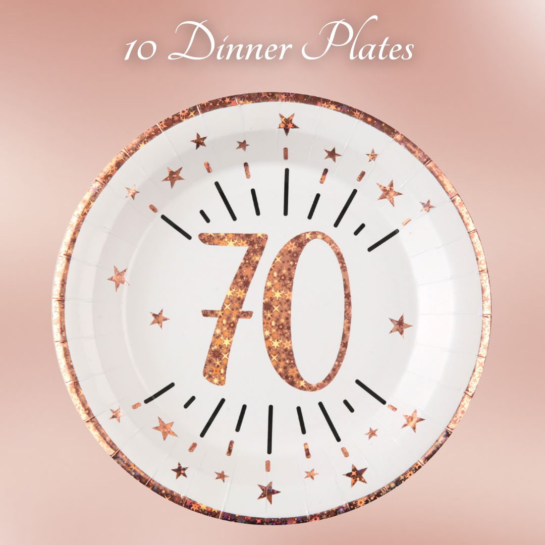 70th Birthday Rose Gold Party Supplies Bundle – Effortless Joy Awaits!