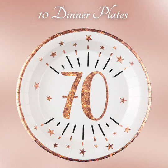 70th Birthday Rose Gold Party Supplies Bundle – Effortless Joy Awaits!